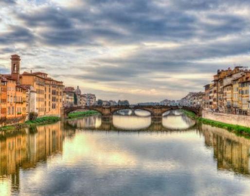 Old buildings next to Arno river