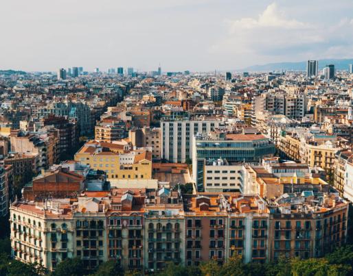 barcelona sagrada familia aerial city