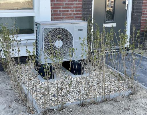 Heat pump outside buildings