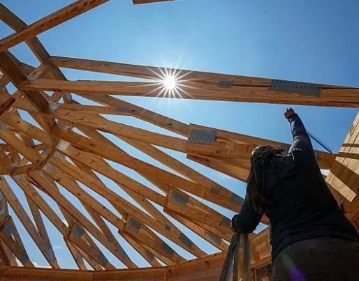 A round 'hurricane resistant' house under construction in Mexico Beach - also built to more sustainable standards than usual.