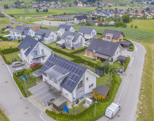 houses countryside town photovoltaic panels