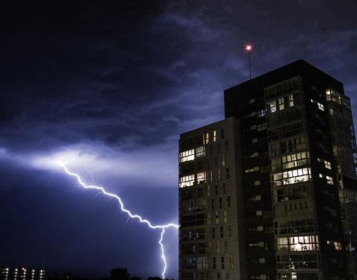Thunder striking on building