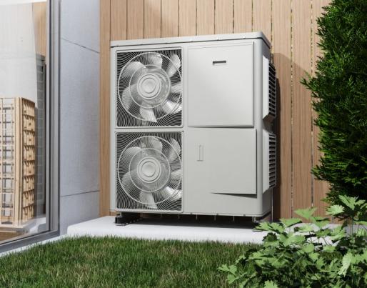 Heat pumps outside a building