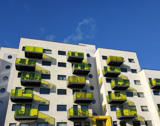 Residential building and blue sky