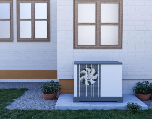 Heat pump outside of a building