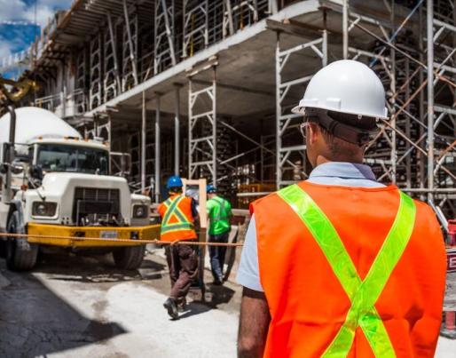 Construction site with workers