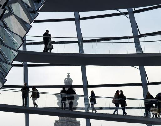 Inside of building with people
