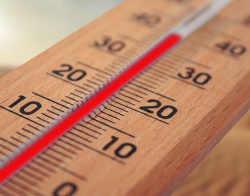 Thermometer showing high temperature