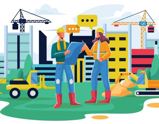 Equity and inclusion illustration on construction site