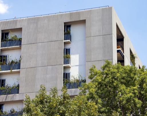 Building architecture with trees