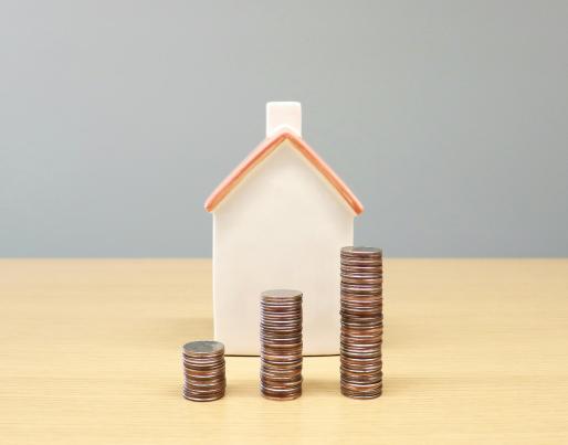 A model house and coins