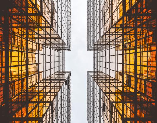 Worms eye view of buildings