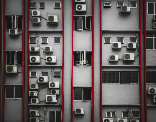 Air conditioners on a building