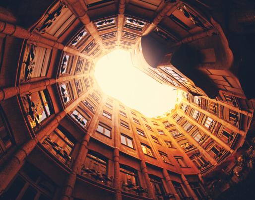 Low angle photography of a circular building