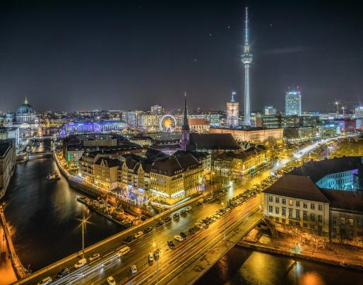 A view of Berlin at night