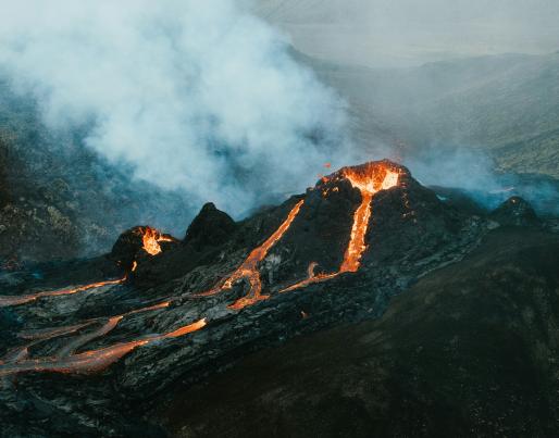 An erupting volcano in Iceland