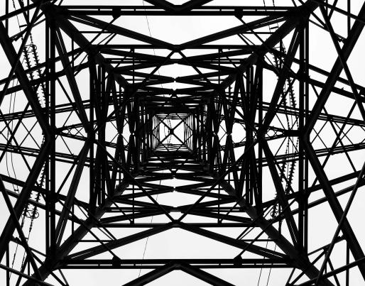 High voltage power line viewed from the below