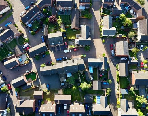 An areal view of a neighbourhood