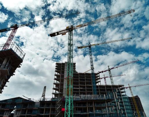 Cranes in a construction site