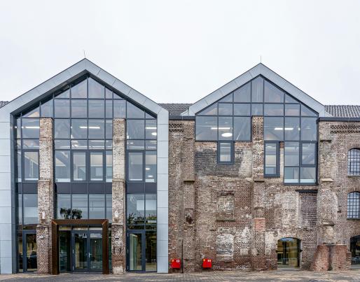 An old brick building with modern features