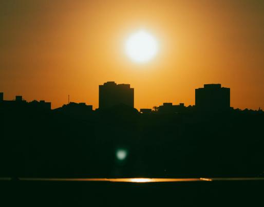 Buildings at sunset