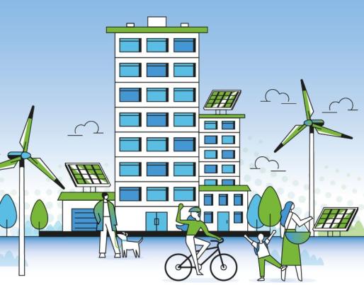 people walking in a sustainable city