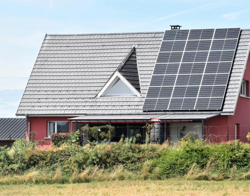 solar panels in a roof