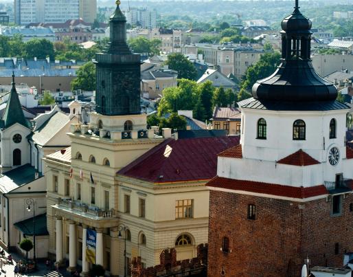 Bird's-eye view of a city in Poland