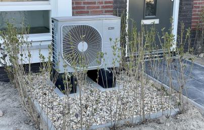 Heat pump outside a house