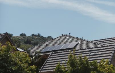 A house with PV panels on the roof