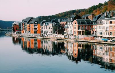 A village on a lake in Belgium