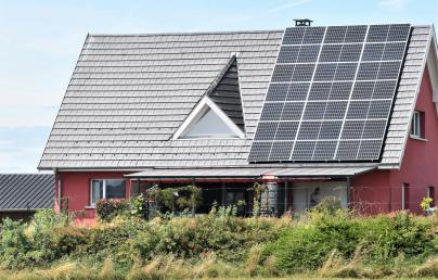 solar panels in a roof