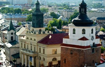 Bird's-eye view of a city in Poland
