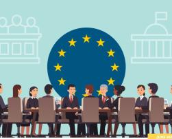 Illustration of policy makers sit in a round table