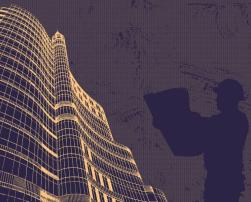 Illustration of construction worker and a building