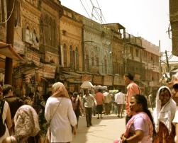 Indian city street with people