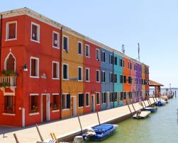 facade historical houses venice italy