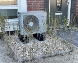 Heat pump outside a house
