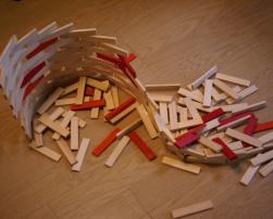 Building blocks falling down