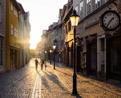Sunset on town´s street