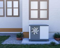 Heat pump outside building