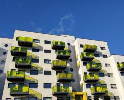 Residential building and blue sky