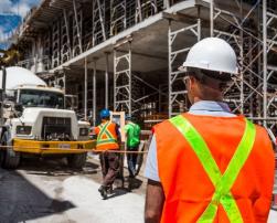 Construction site with workers