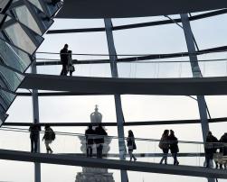 Inside of building with people