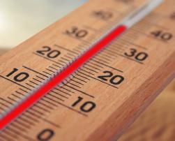 Thermometer showing high temperature