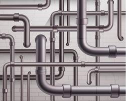 Pipelines on wall