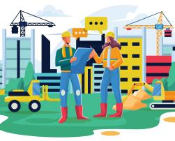 Equity and inclusion illustration on construction site