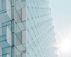 A glass building