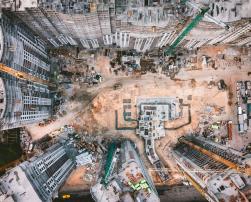 construction site material aerial view