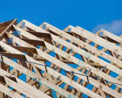 Timber roof construction site